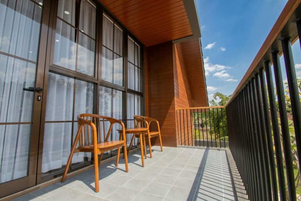 Professional deck contractor at work in California