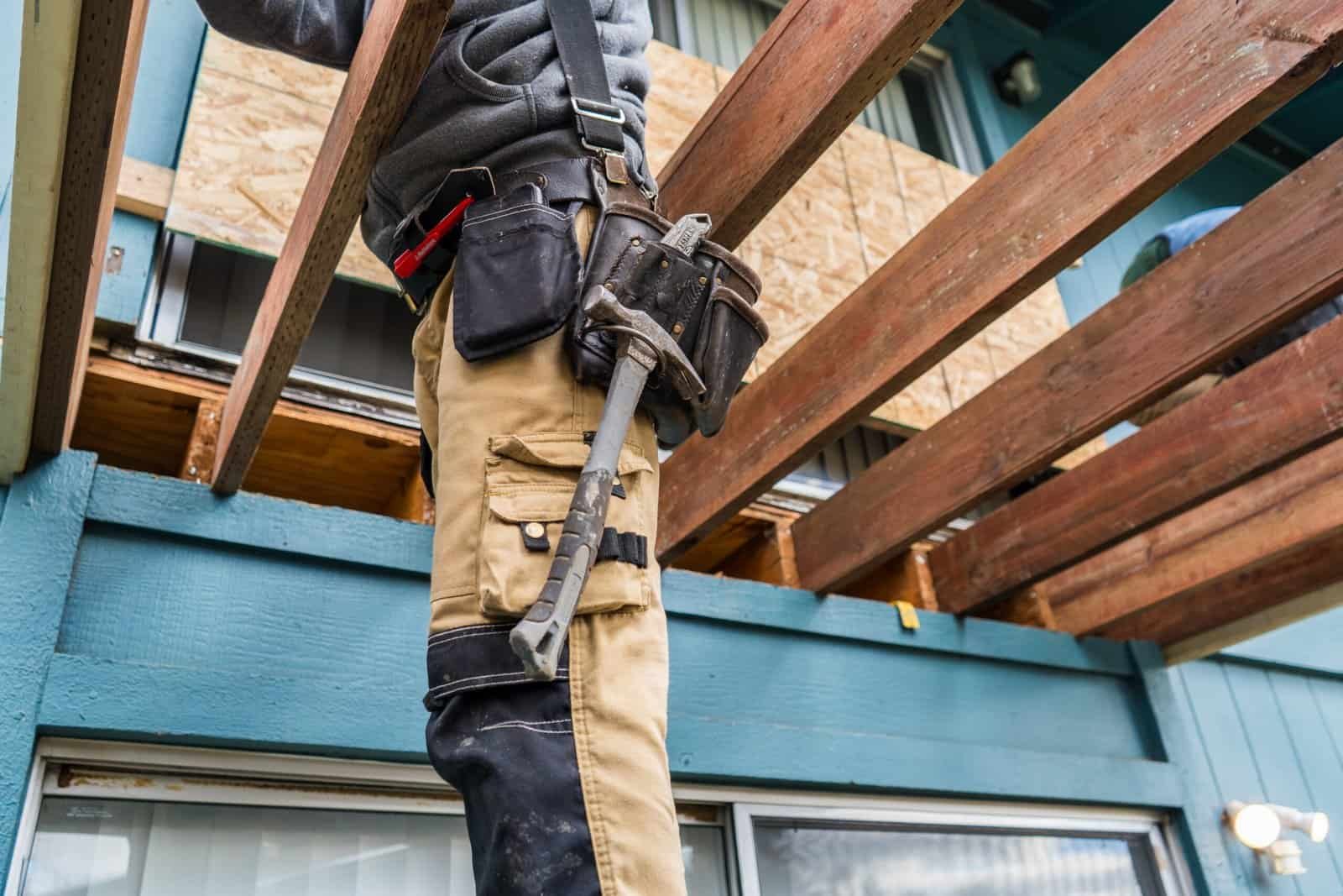 Interior view of HOA condo balcony renovation in progress