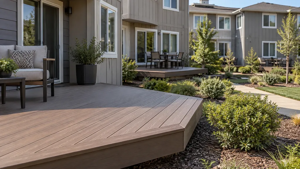 Trex decking Sacramento CA — finished composite surface with mitred picture-frame border