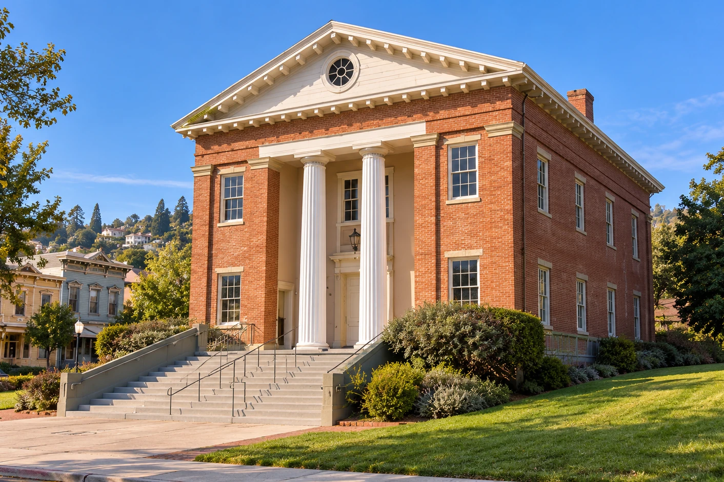 Historic downtown Benicia, California, with the 1850s Capitol building
