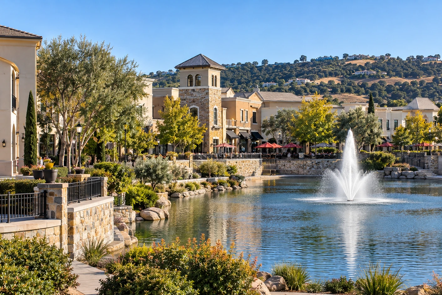 El Dorado Hills Town Center area, California, with the foothills behind