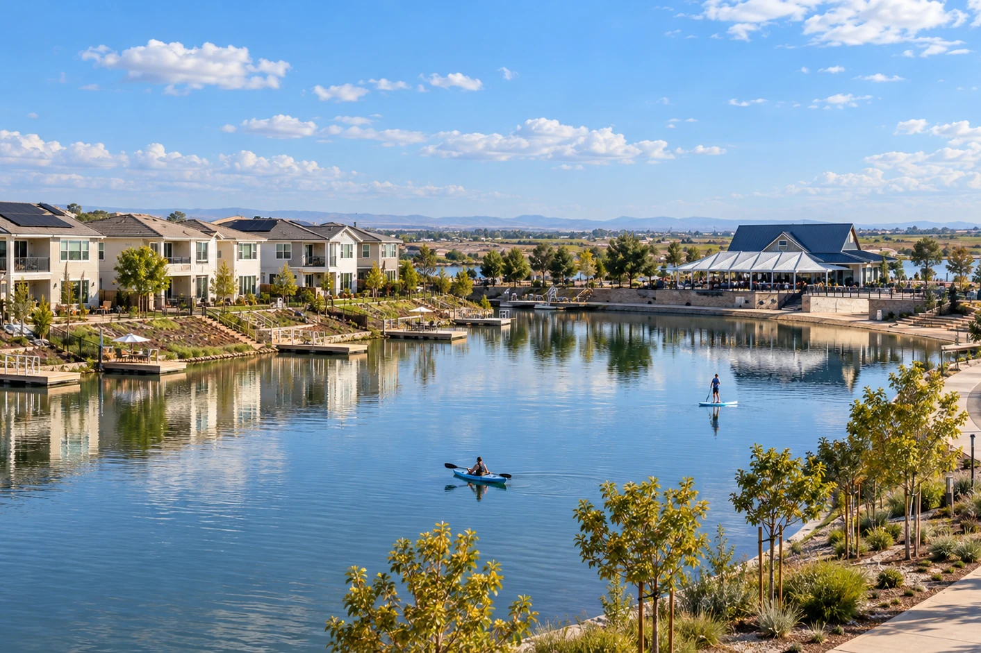 River Islands waterfront in Lathrop, California