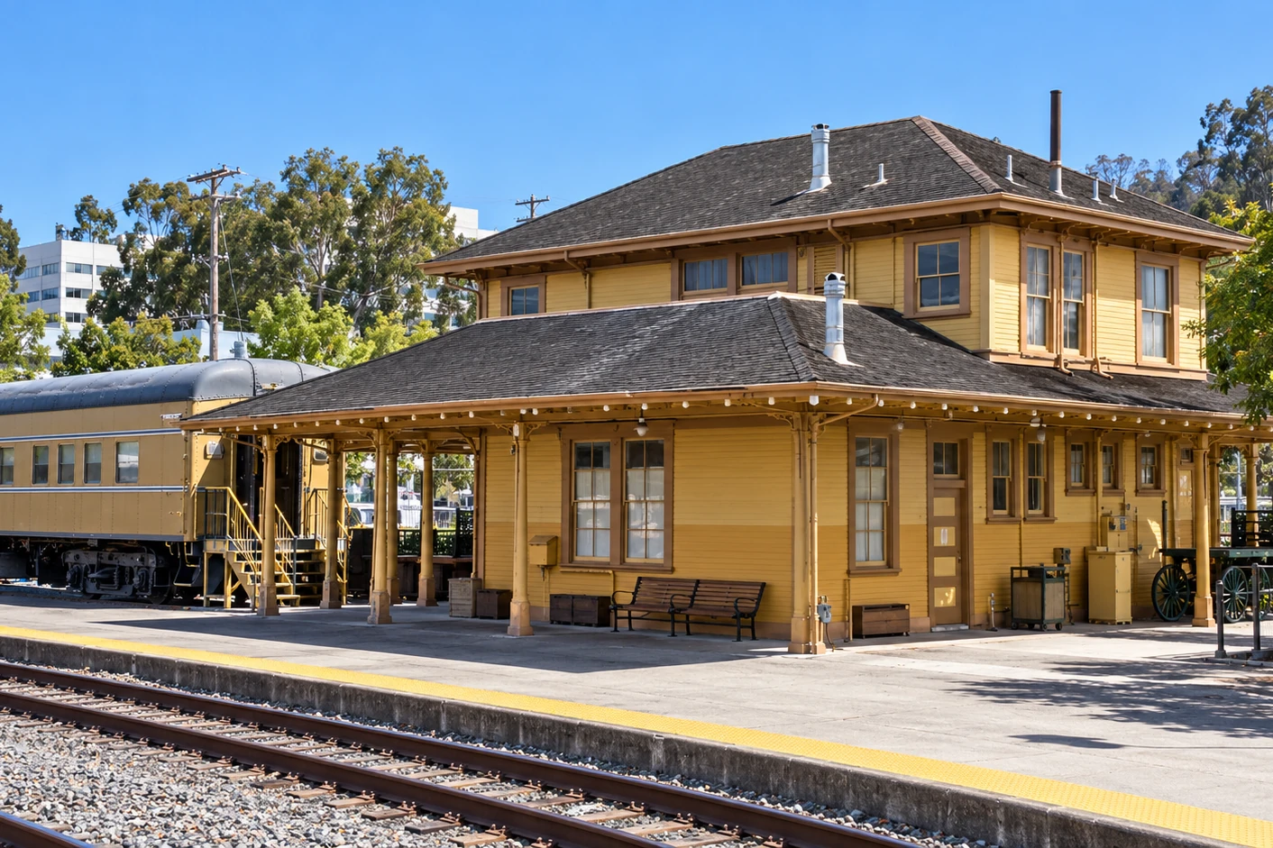 Historic Millbrae train depot, California