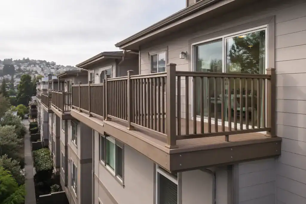 New elevated deck installation on a Bay Area multifamily building