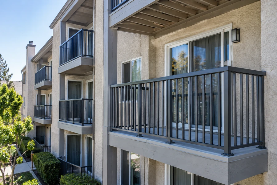 Balconies renovated to a single specification down the length of a building