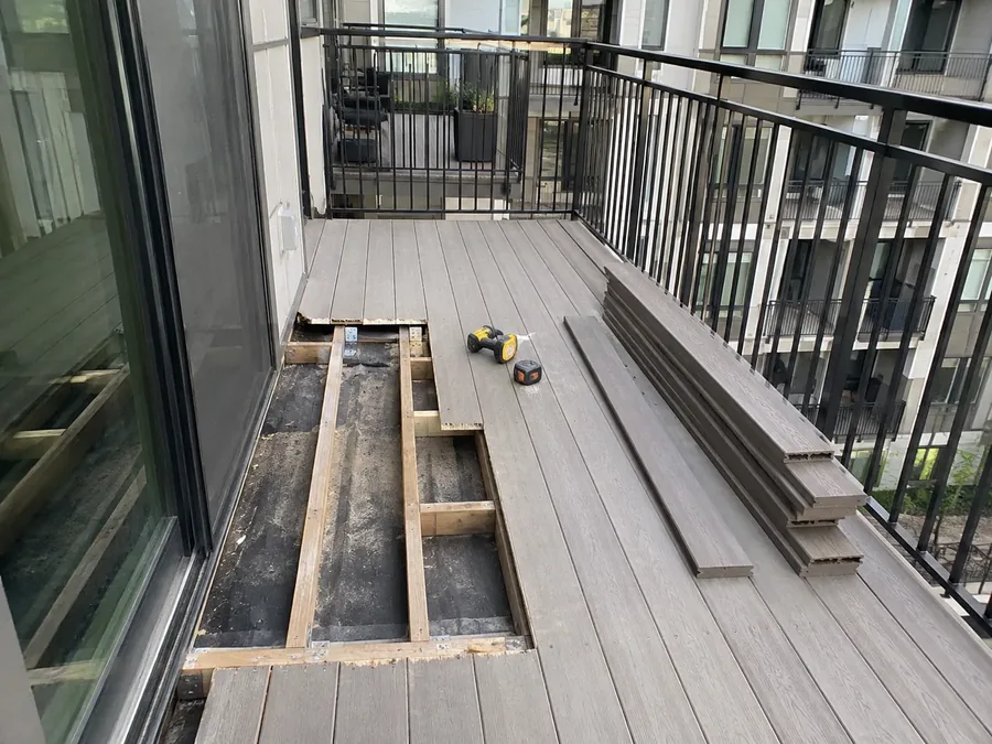 Commercial balcony repair in progress