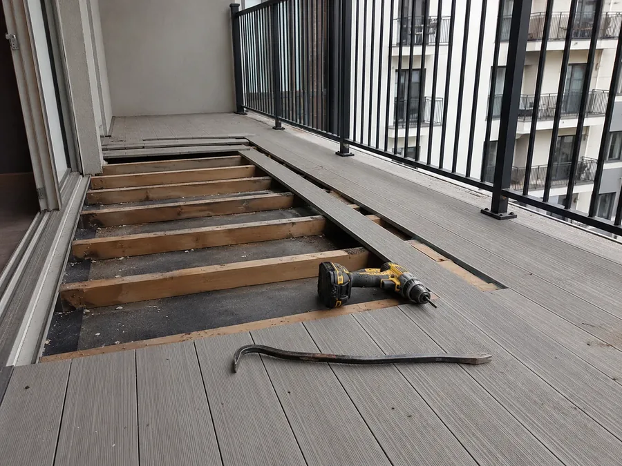 Commercial balcony repair in progress
