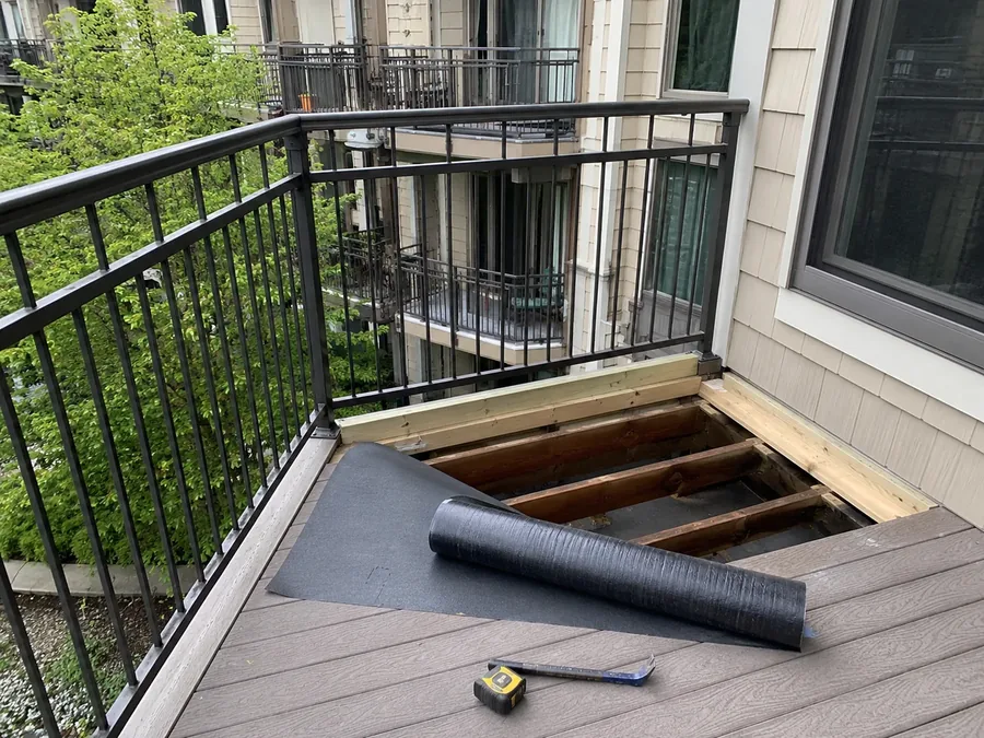 Commercial balcony repair in progress