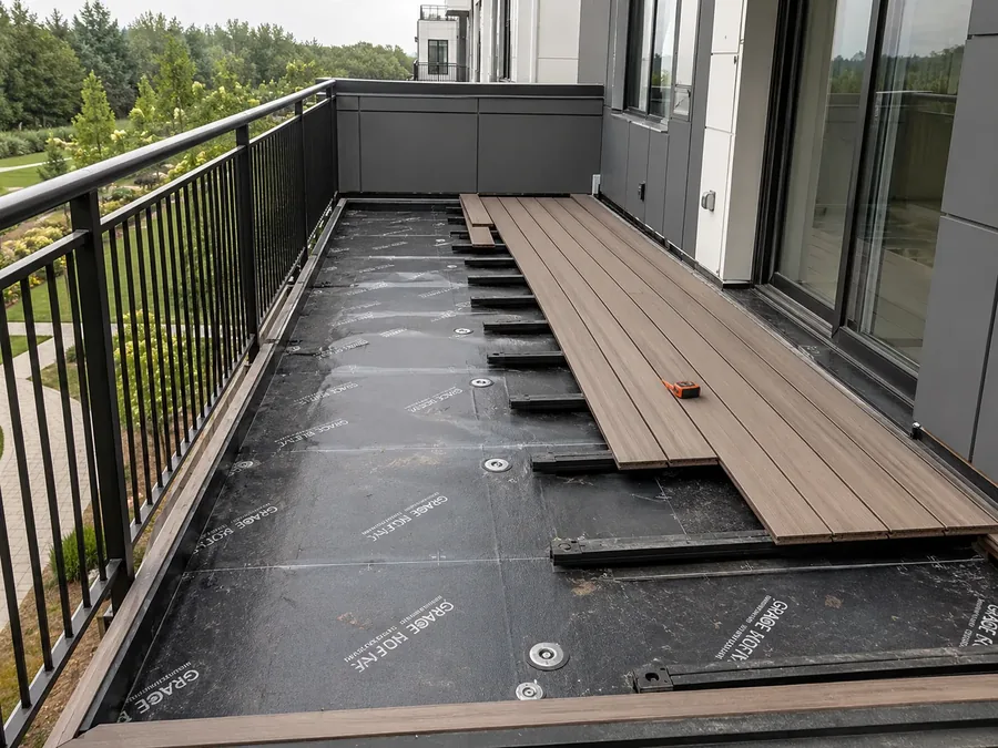 Commercial balcony repair in progress