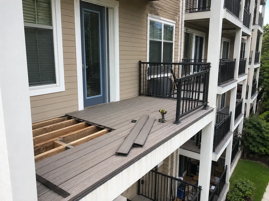 Commercial balcony repair in progress