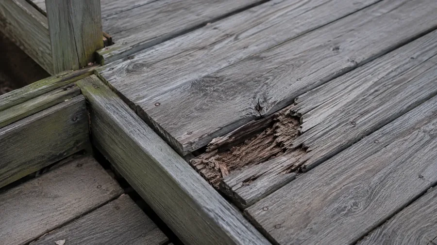 Commercial deck repair in progress
