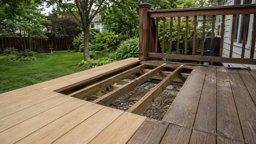 Commercial deck repair in progress