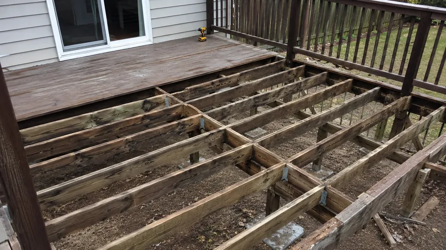 Commercial deck repair in progress