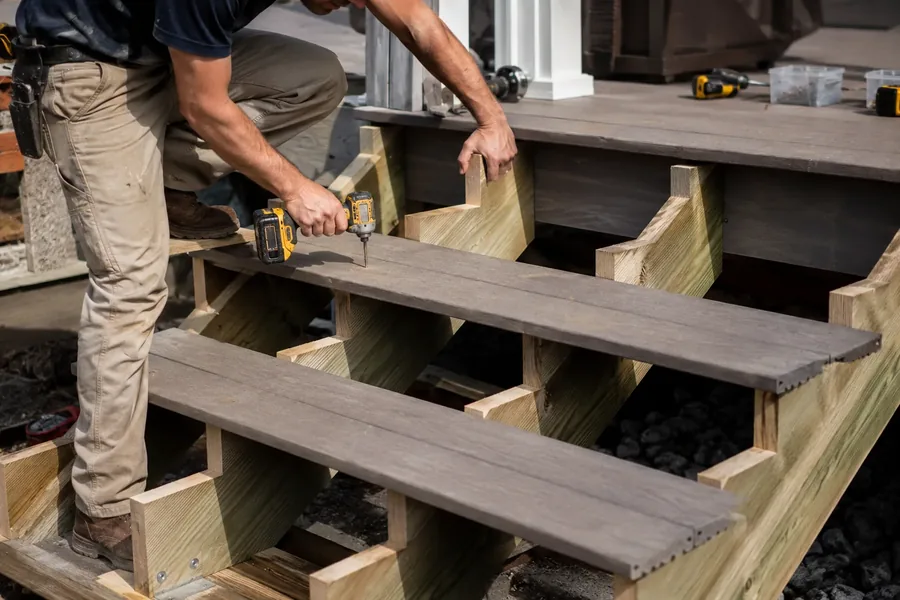 Commercial deck stair construction