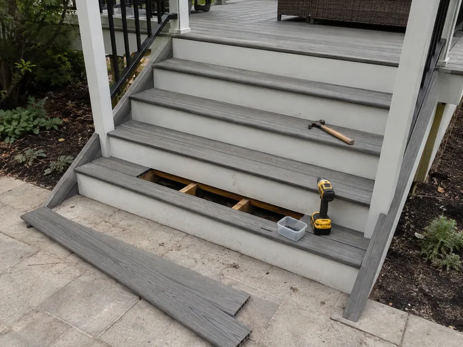 Commercial deck stair construction