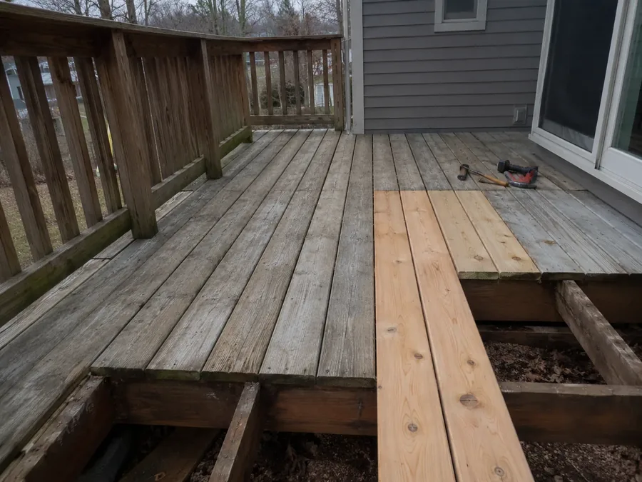Commercial wood deck installation